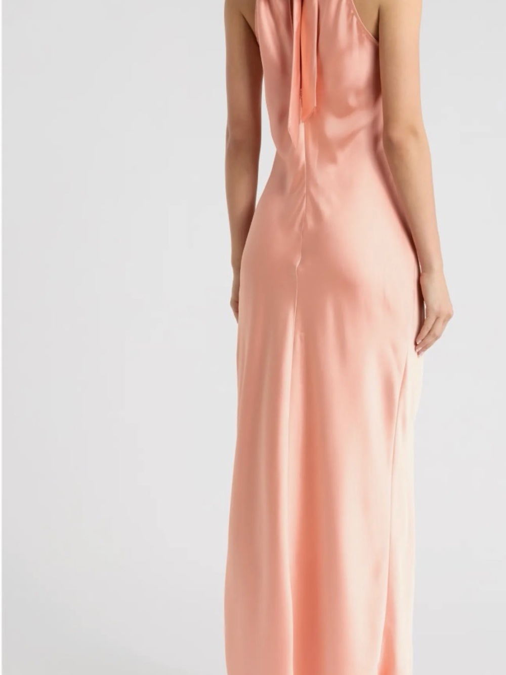 Steve Madden Peach Satin Halter Maxi Dress. Worn once!